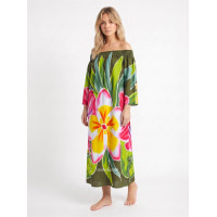 Hand Painted Rayon Off Shoulder Dress